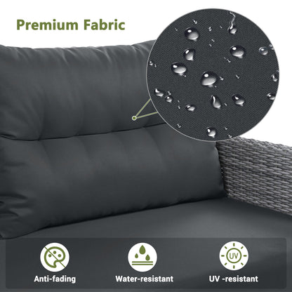 House Of Zazla - Outdoor Patio Set Rattan Furniture with Adjustable Table, Recliners, Side Tables, Ottomans