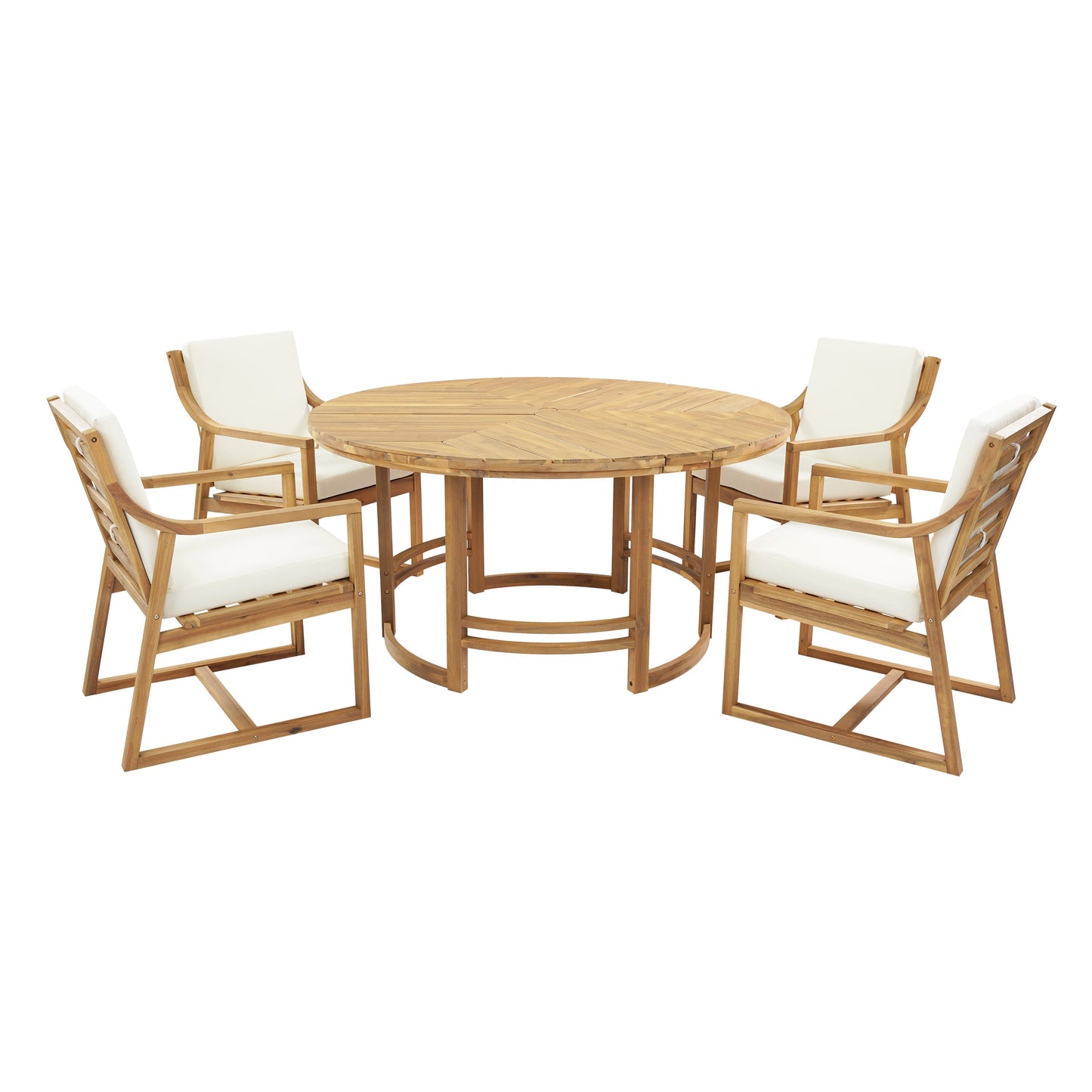 House Of Zazla - Outdoor Dining Set 5-Piece Patio Table And Chairs Set with Umbrella Hole