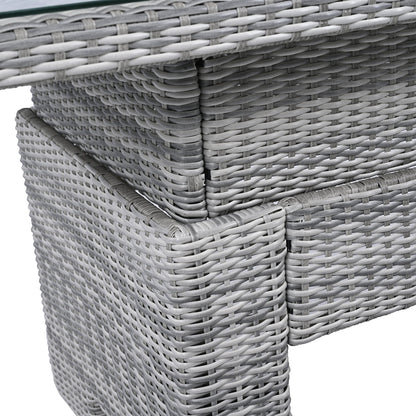 House Of Zazla - Outdoor Patio Set Rattan Furniture with Adjustable Table, Recliners, Side Tables, Ottomans