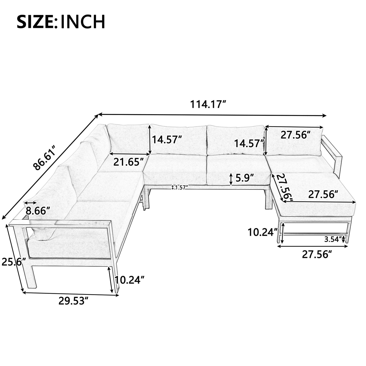 House Of Zazla - U-Shaped Outdoor Sectional Sofa Set