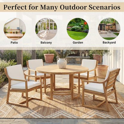 House Of Zazla - Outdoor Dining Set 5-Piece Patio Table And Chairs Set with Umbrella Hole