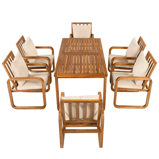 House Of Zazla - 7 Pieces Patio Dining Set with Table and Chairs