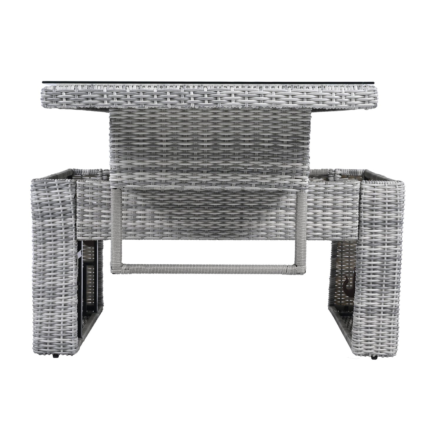 House Of Zazla - Outdoor Patio Set Rattan Furniture with Adjustable Table, Recliners, Side Tables, Ottomans