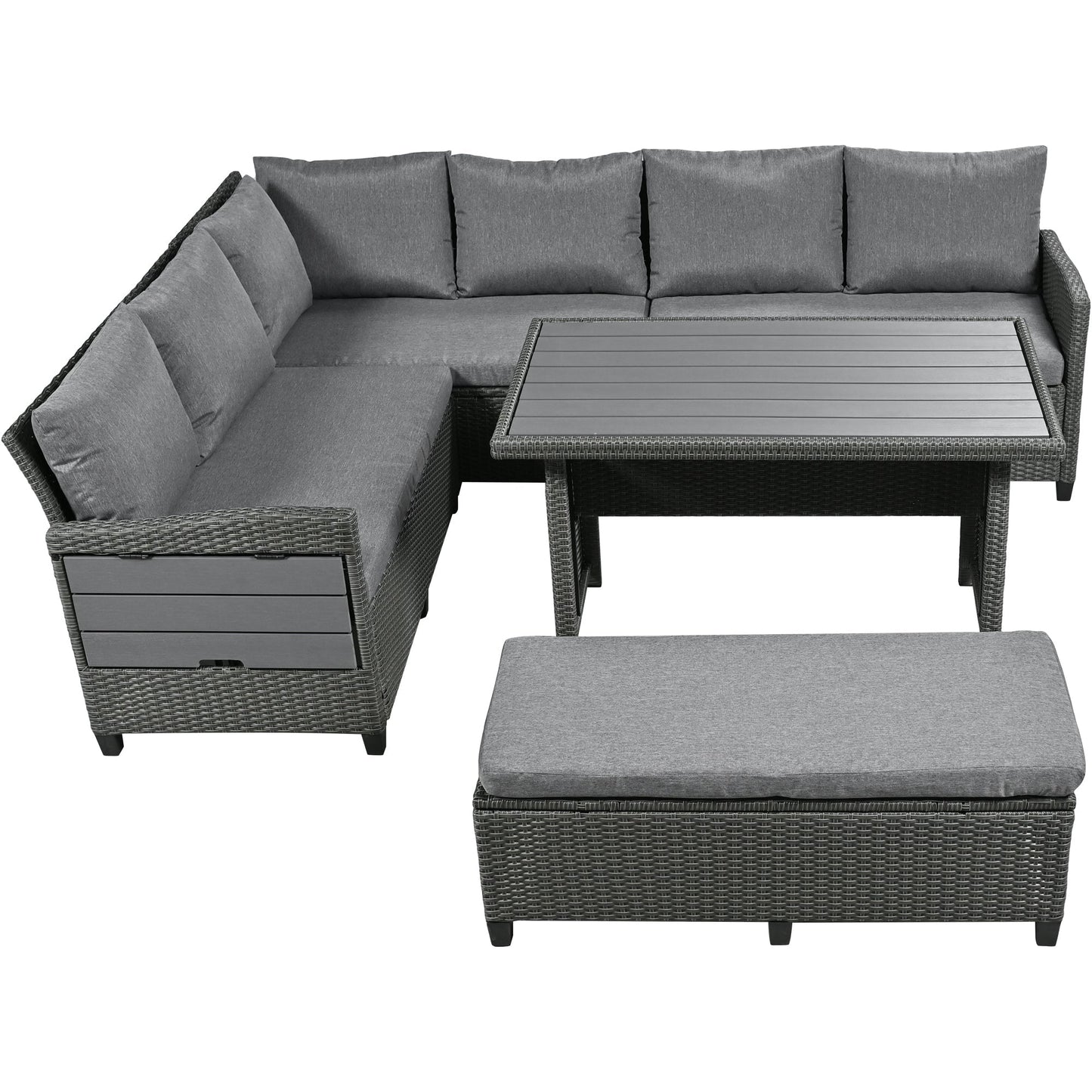House Of Zazla - Tomax 5-Piece Outdoor Patio Rattan Sofa Set