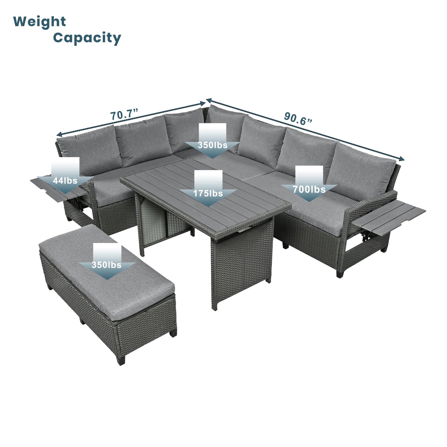 House Of Zazla - Tomax 5-Piece Outdoor Patio Rattan Sofa Set