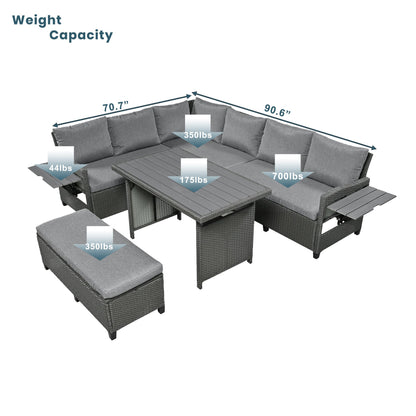 House Of Zazla - Tomax 5-Piece Outdoor Patio Rattan Sofa Set