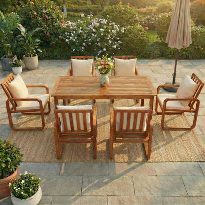 House Of Zazla - 7 Pieces Patio Dining Set with Table and Chairs