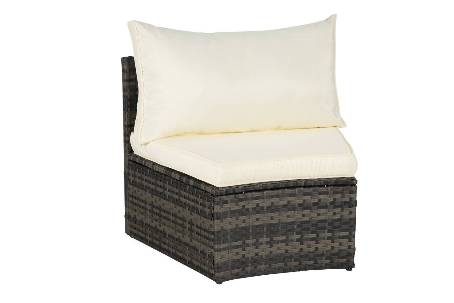 House of Zazla - Outdoor Patio Furniture 11-Piece Half-Moon Sectional Round Patio Furniture Set Sofa with Tempered Glass Round Coffee Table