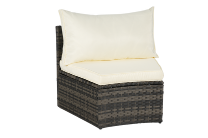 House of Zazla - Outdoor Patio Furniture 11-Piece Half-Moon Sectional Round Patio Furniture Set Sofa with Tempered Glass Round Coffee Table