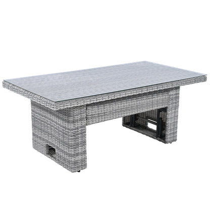 House Of Zazla - Outdoor Patio Set Rattan Furniture with Adjustable Table, Recliners, Side Tables, Ottomans