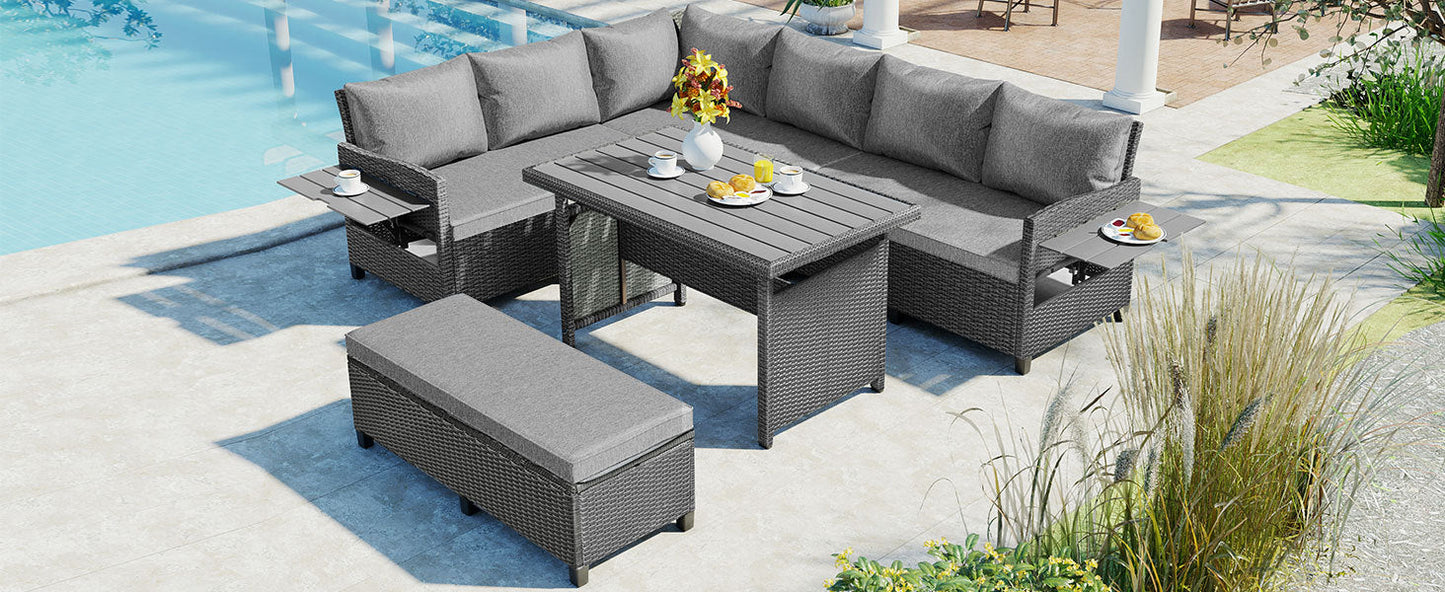 House Of Zazla - Tomax 5-Piece Outdoor Patio Rattan Sofa Set