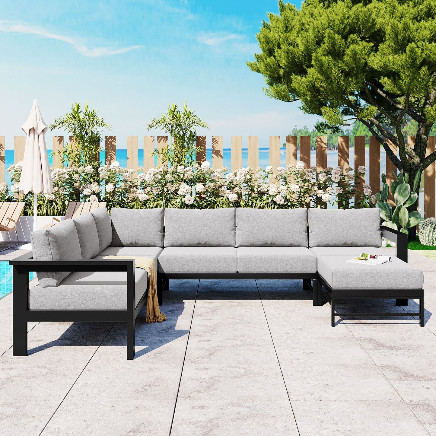 House Of Zazla - U-Shaped Outdoor Sectional Sofa Set