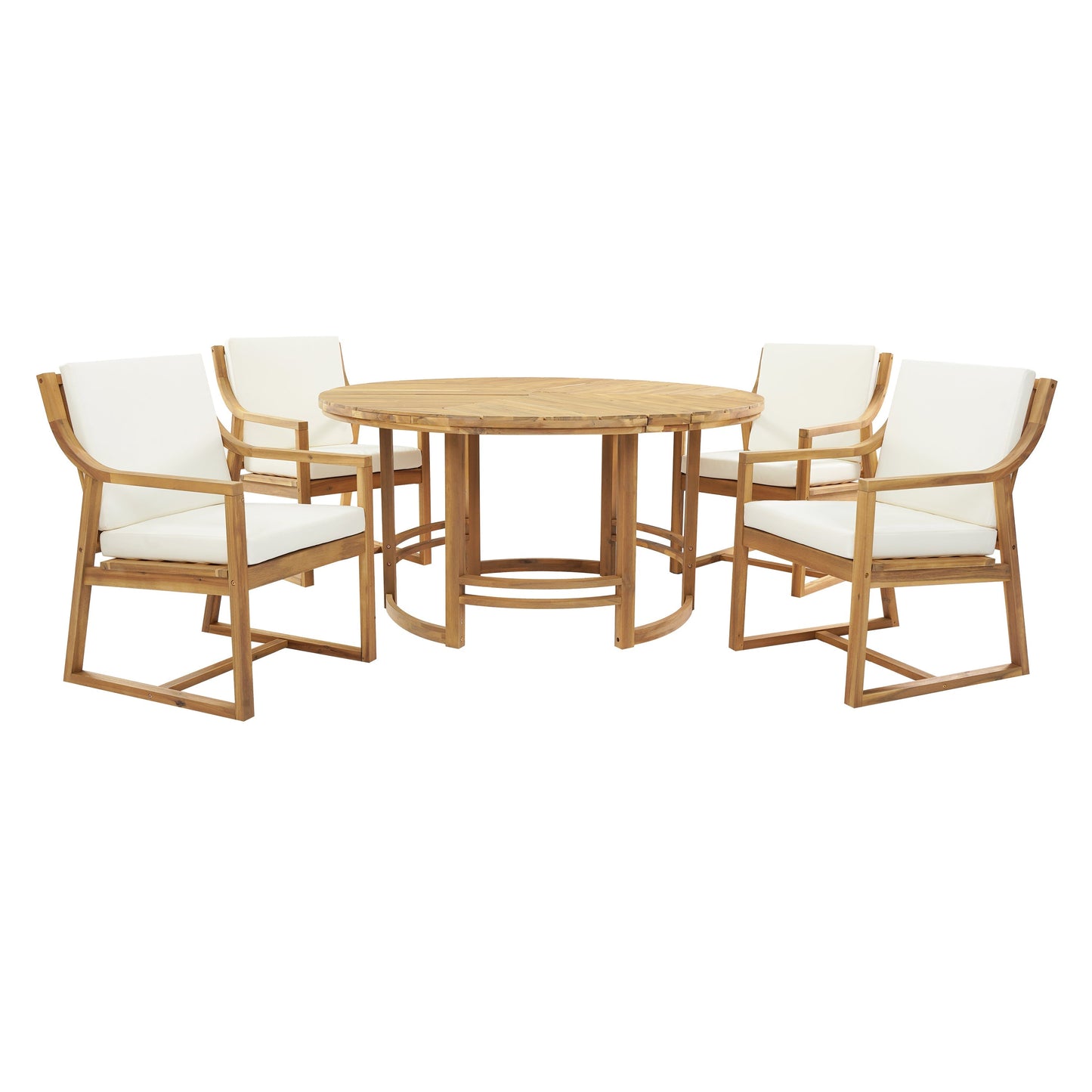 House Of Zazla - Outdoor Dining Set 5-Piece Patio Table And Chairs Set with Umbrella Hole