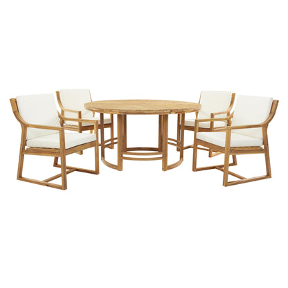 House Of Zazla - Outdoor Dining Set 5-Piece Patio Table And Chairs Set with Umbrella Hole