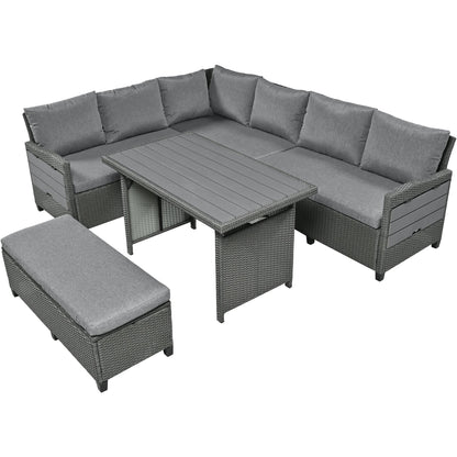 House Of Zazla - Tomax 5-Piece Outdoor Patio Rattan Sofa Set