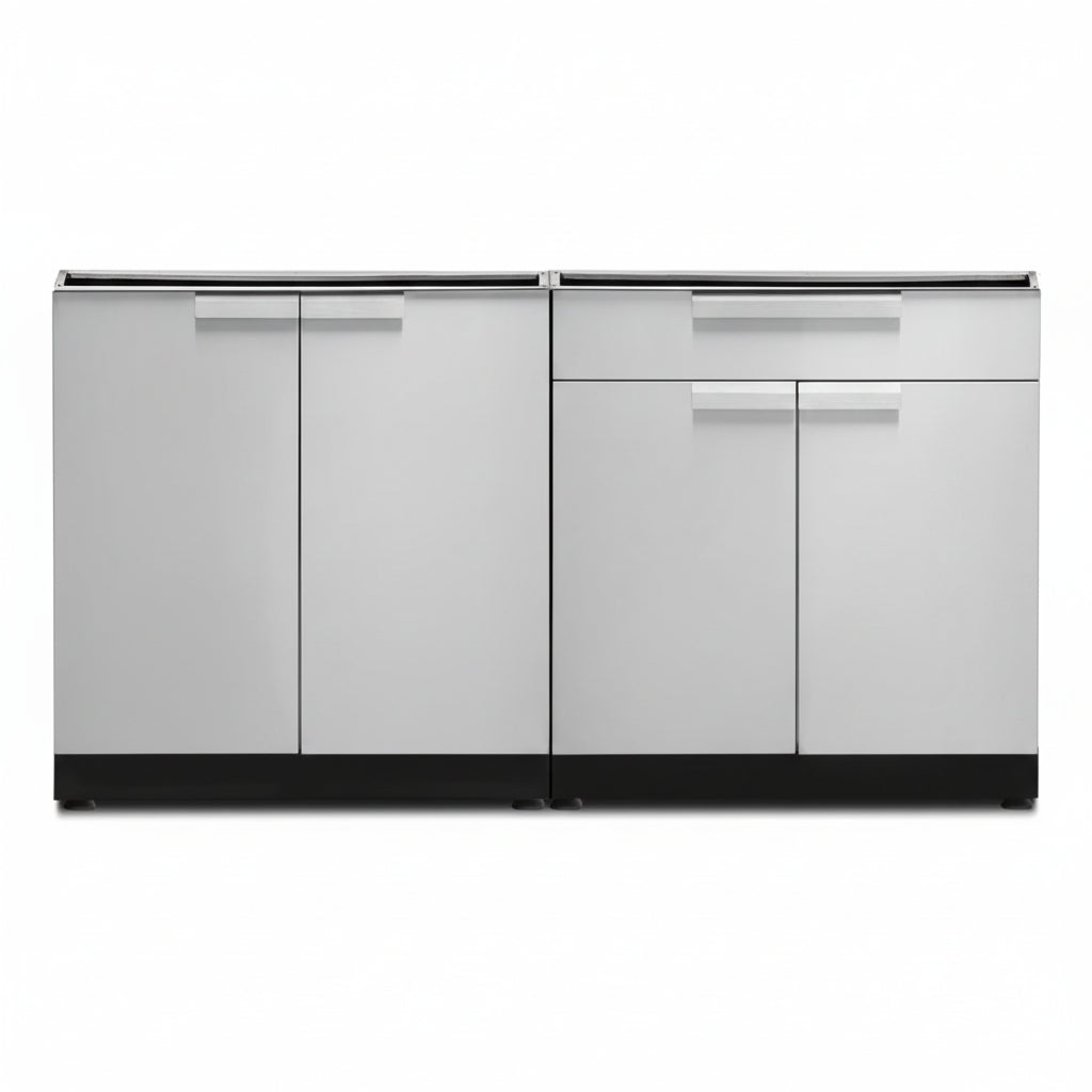 Newage Products Outdoor Kitchen Stainless Steel 2 Piece Cabinet Set with 2-Door and Bar Cabinet