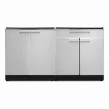 Newage Products Outdoor Kitchen Stainless Steel 2 Piece Cabinet Set with 2-Door and Bar Cabinet