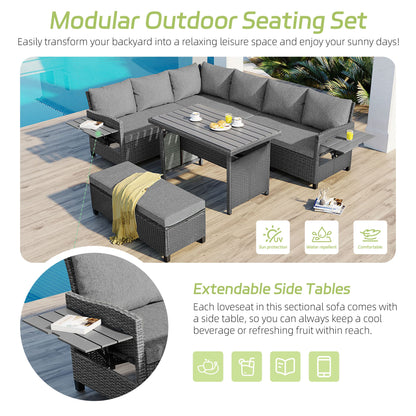 House Of Zazla - Tomax 5-Piece Outdoor Patio Rattan Sofa Set