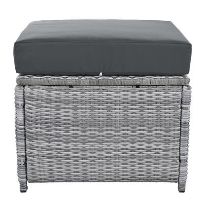 House Of Zazla - Outdoor Patio Set Rattan Furniture with Adjustable Table, Recliners, Side Tables, Ottomans