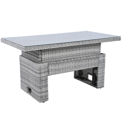 House Of Zazla - Outdoor Patio Set Rattan Furniture with Adjustable Table, Recliners, Side Tables, Ottomans