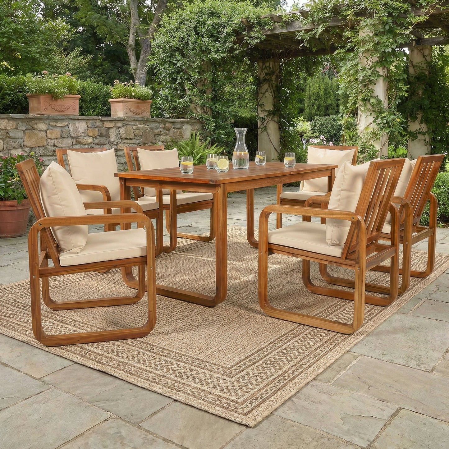 House Of Zazla - 7 Pieces Patio Dining Set with Table and Chairs