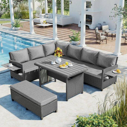 House Of Zazla - Tomax 5-Piece Outdoor Patio Rattan Sofa Set