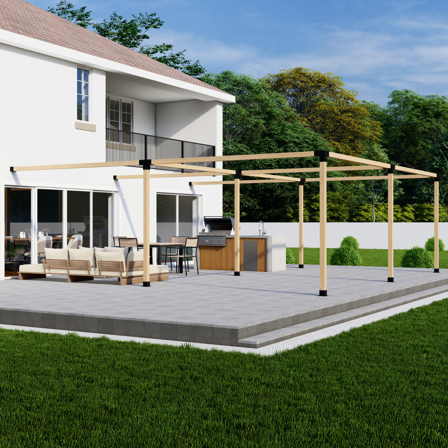 DIY Pergola Bracket Kit for an Attached Pergola Frame - Any Size Up to 24' x 24'