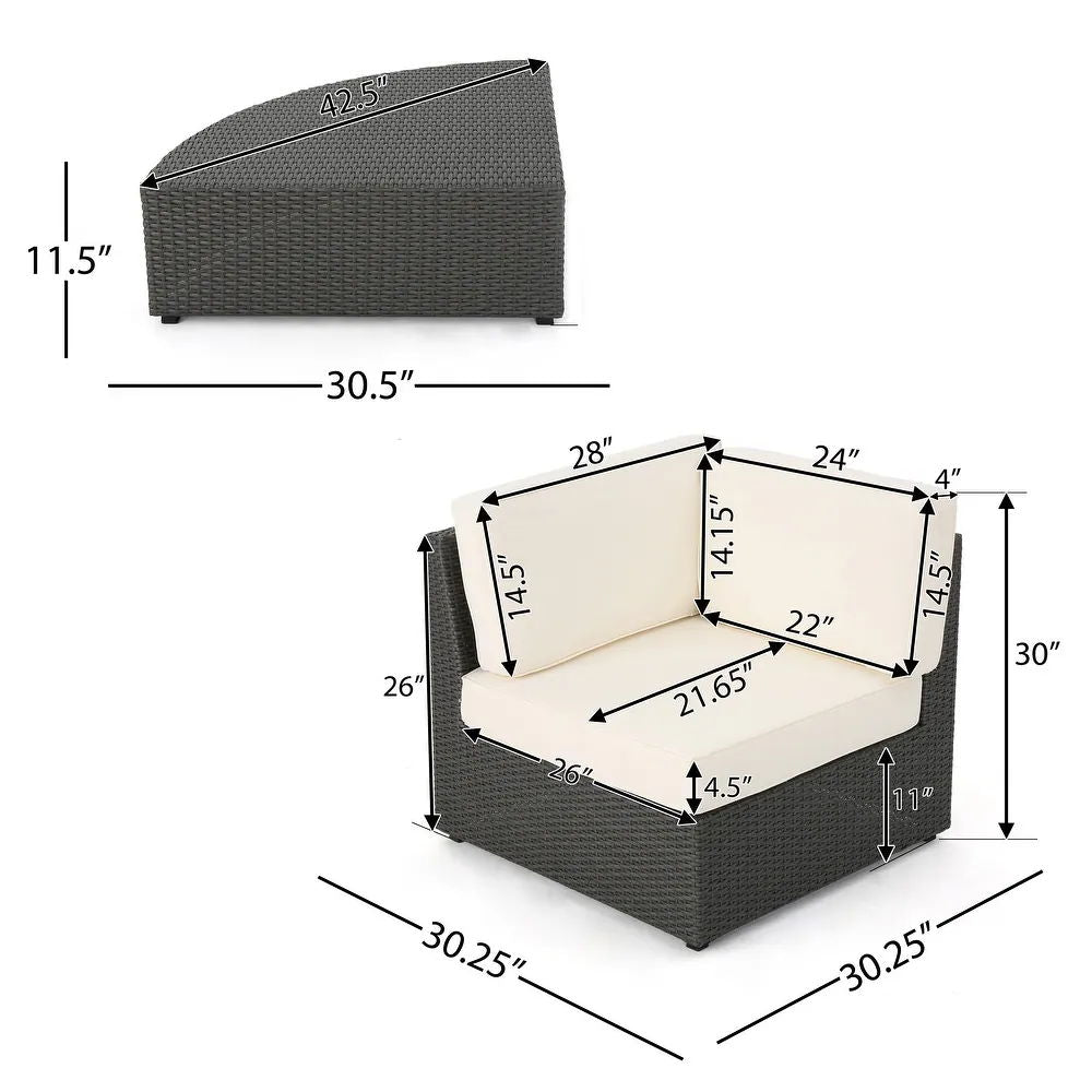 House Of Zazla - Santa Cruz Outdoor 8 Piece Sectional Set - Dark Brown