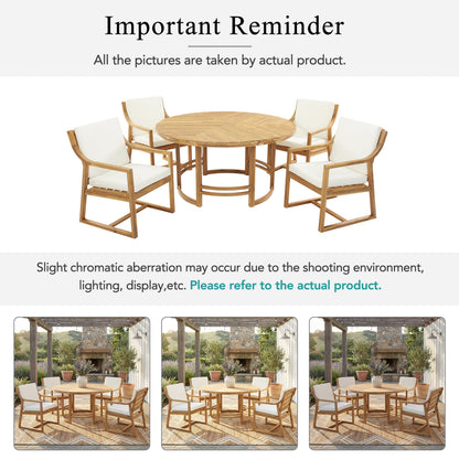 House Of Zazla - Outdoor Dining Set 5-Piece Patio Table And Chairs Set with Umbrella Hole