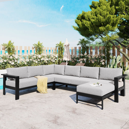House Of Zazla - U-Shaped Outdoor Sectional Sofa Set