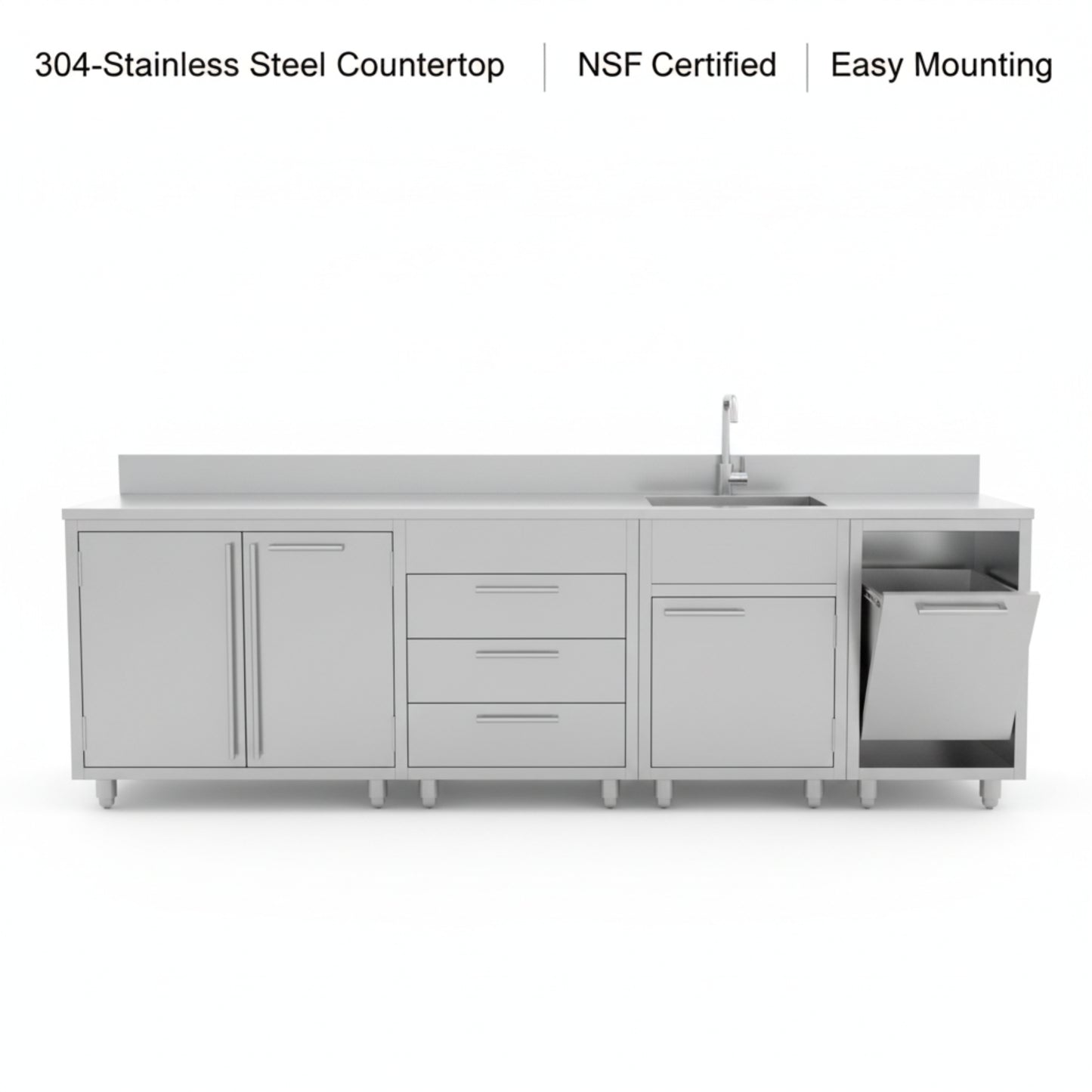 Newage Products Outdoor Kitchen Stainless Steel 2 Piece Cabinet Set with 2-Door and Bar Cabinet