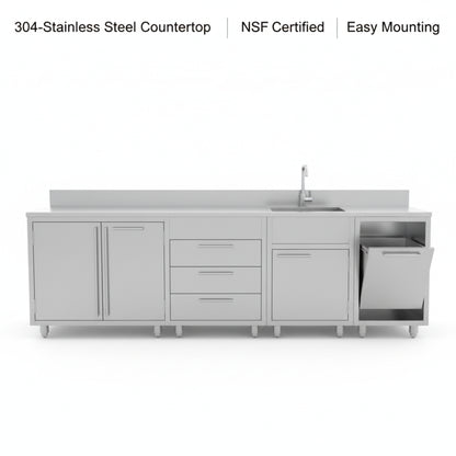 Newage Products Outdoor Kitchen Stainless Steel 2 Piece Cabinet Set with 2-Door and Bar Cabinet