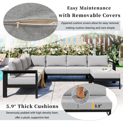 House Of Zazla - U-Shaped Outdoor Sectional Sofa Set
