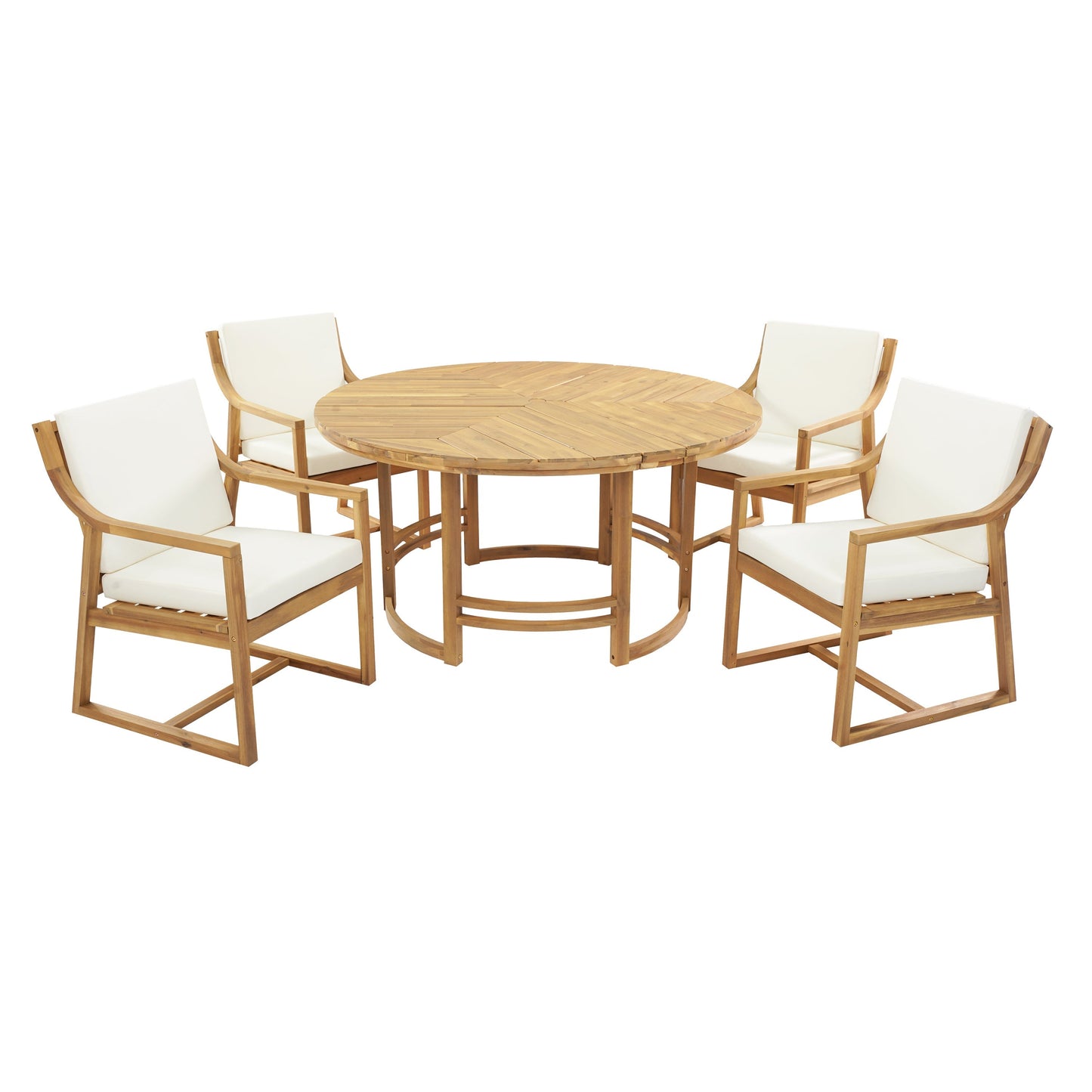 House Of Zazla - Outdoor Dining Set 5-Piece Patio Table And Chairs Set with Umbrella Hole