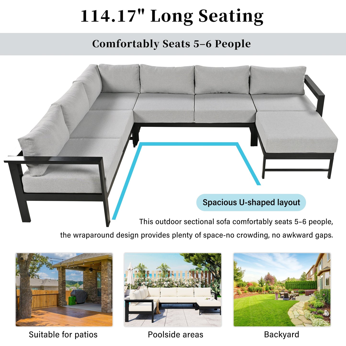 House Of Zazla - U-Shaped Outdoor Sectional Sofa Set