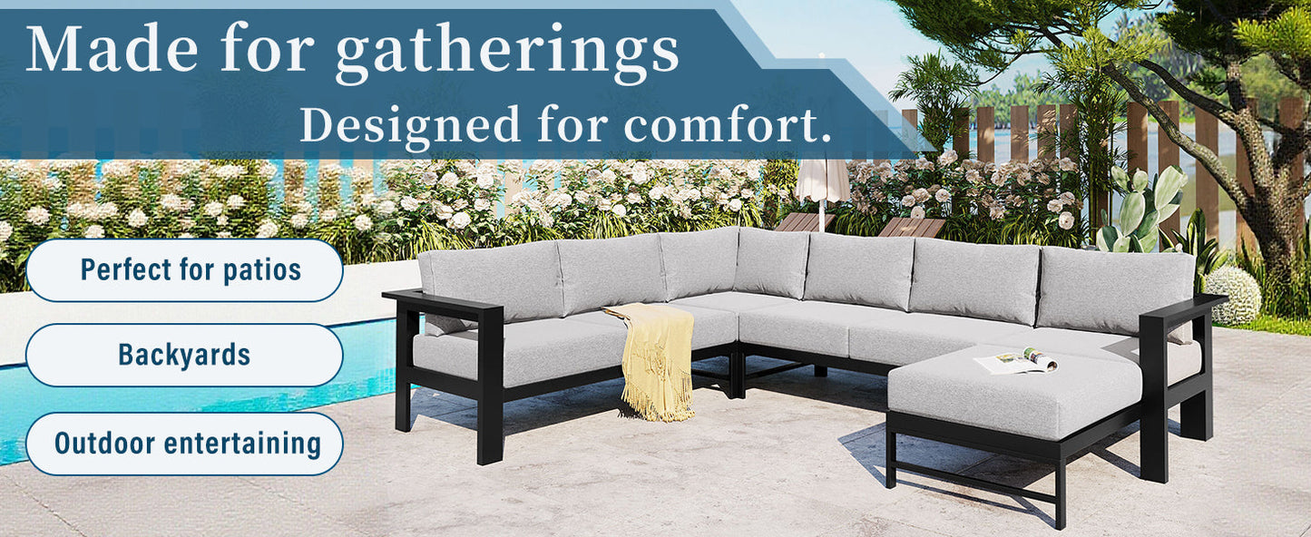 House Of Zazla - U-Shaped Outdoor Sectional Sofa Set