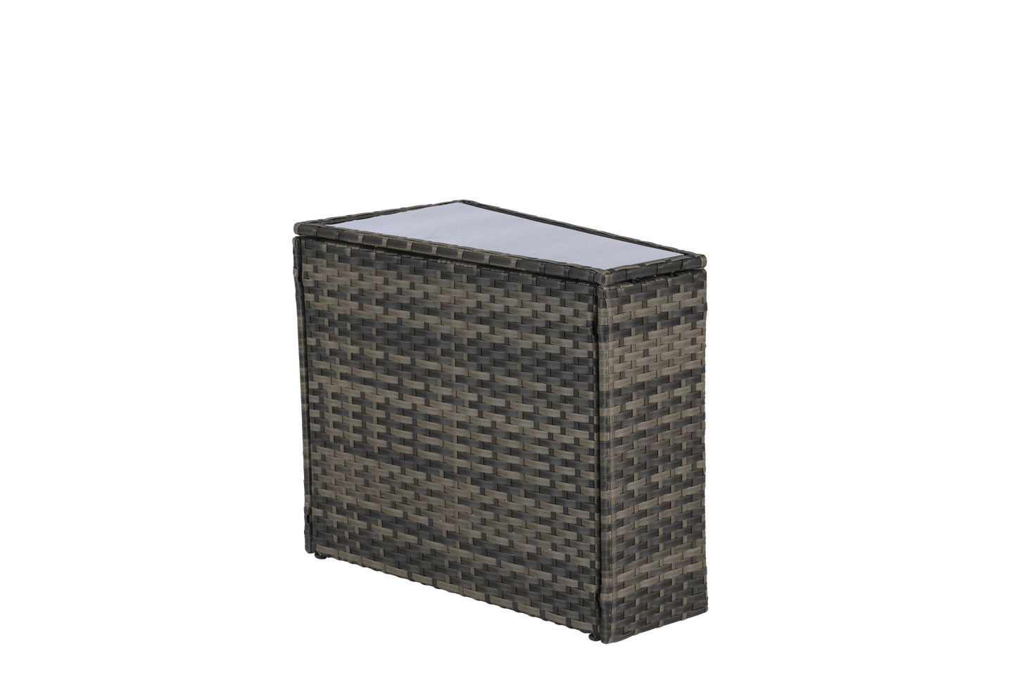 House of Zazla - Outdoor Patio Furniture 11-Piece Half-Moon Sectional Round Patio Furniture Set Sofa with Tempered Glass Round Coffee Table