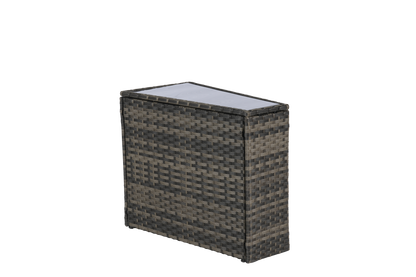 House of Zazla - Outdoor Patio Furniture 11-Piece Half-Moon Sectional Round Patio Furniture Set Sofa with Tempered Glass Round Coffee Table