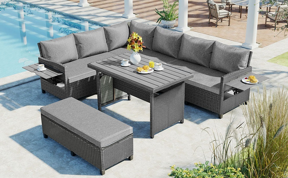 House Of Zazla - Tomax 5-Piece Outdoor Patio Rattan Sofa Set
