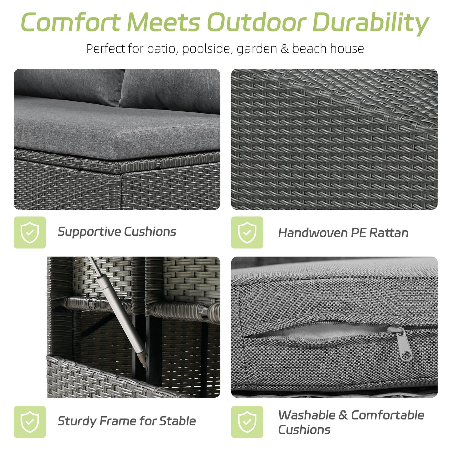 House Of Zazla - Tomax 5-Piece Outdoor Patio Rattan Sofa Set