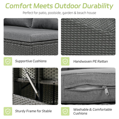 House Of Zazla - Tomax 5-Piece Outdoor Patio Rattan Sofa Set