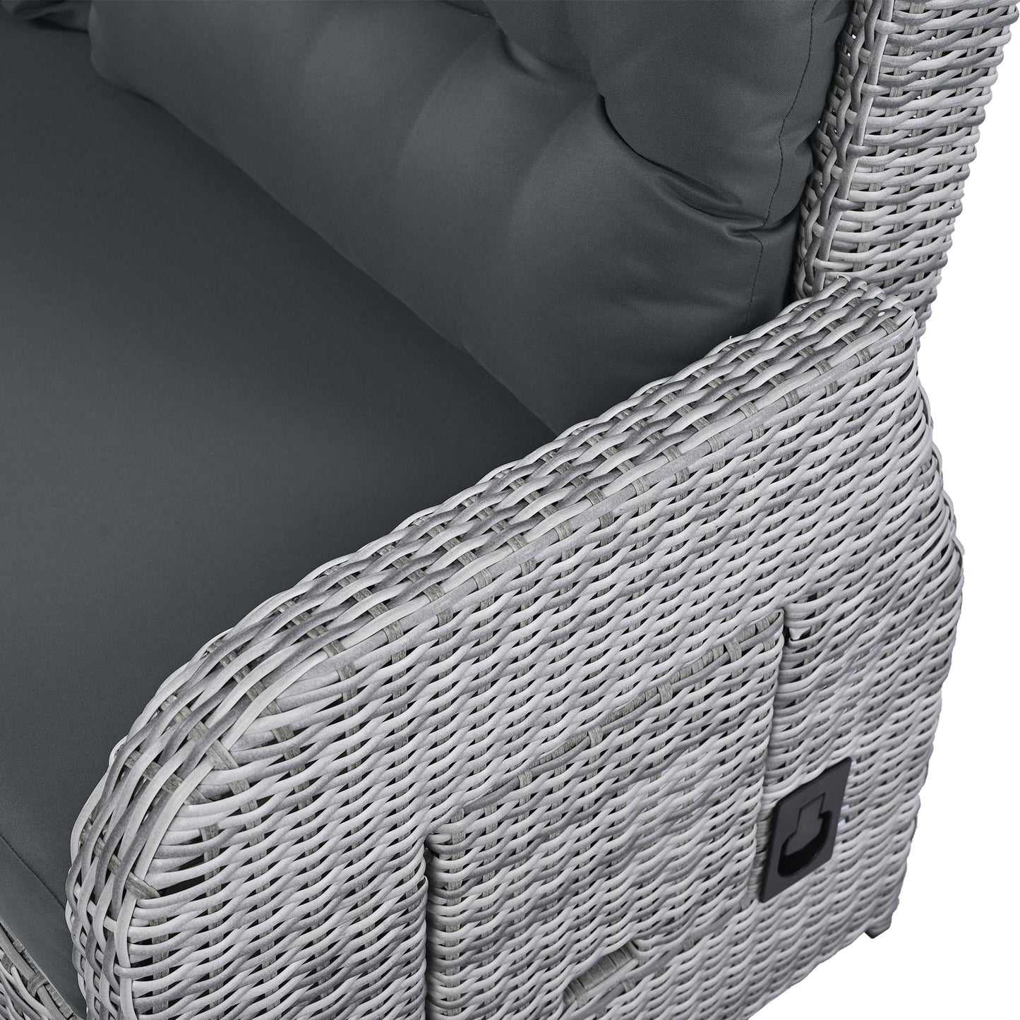 House Of Zazla - Outdoor Patio Set Rattan Furniture with Adjustable Table, Recliners, Side Tables, Ottomans