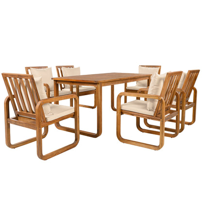 House Of Zazla - 7 Pieces Patio Dining Set with Table and Chairs